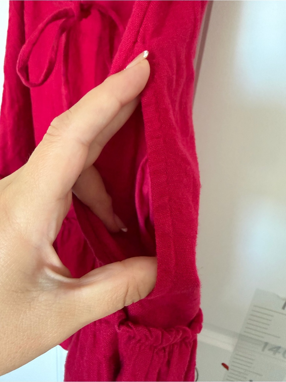 Button-Front Puff Sleeve Mini Dress in Fuchsia - Picture 6 of 7